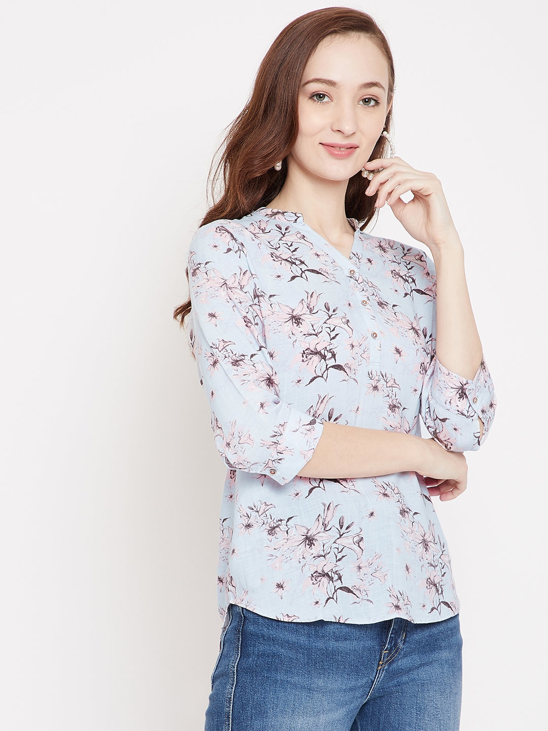 Blue Floral Top - Women Tops