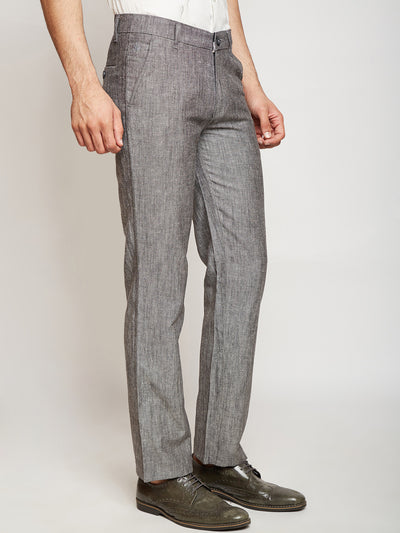 Grey Slim Fit Trousers - Men Trousers