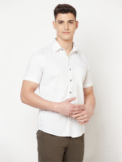 White Floral Shirt - Men Shirts