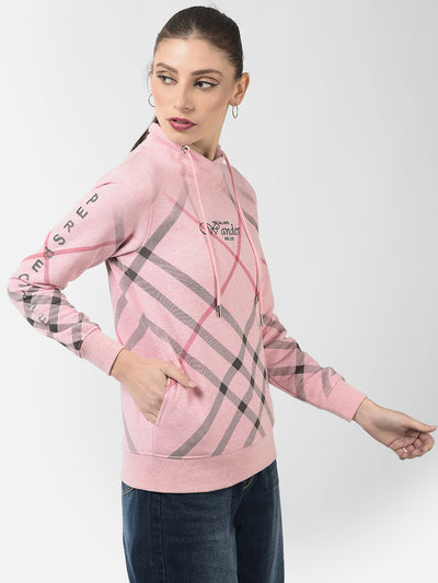  Pink Diagonal Checked Sweatshirt