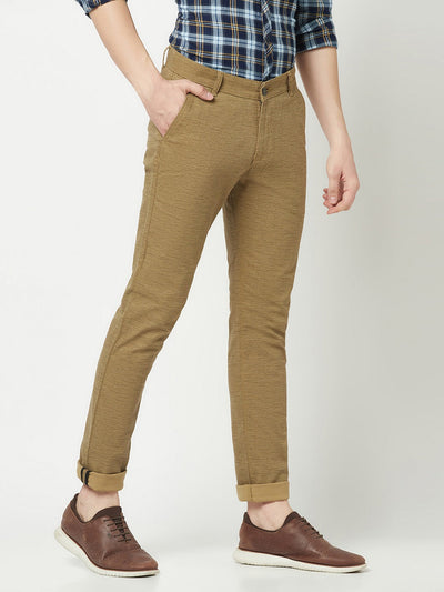  Fawn Green Textured Trousers