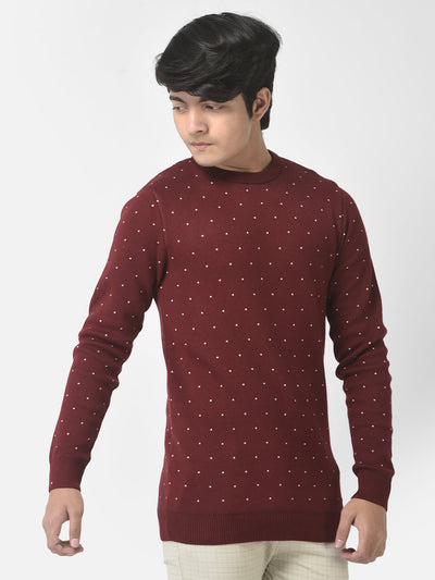  Maroon Polka-Dotted Sweater