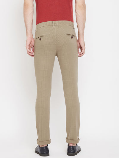 Brown Checked Slim Fit Trousers - Men Trousers