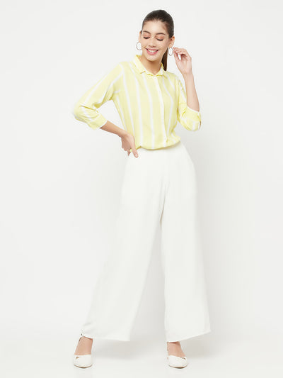 Yellow Striped Longline Shirt - Women Shirts