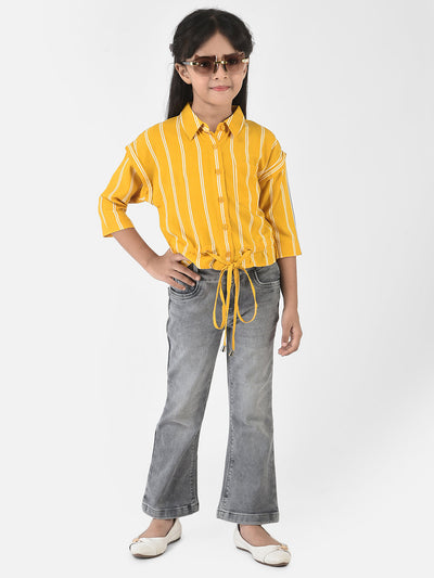 Mustard Shirt with Tie-Up Detail