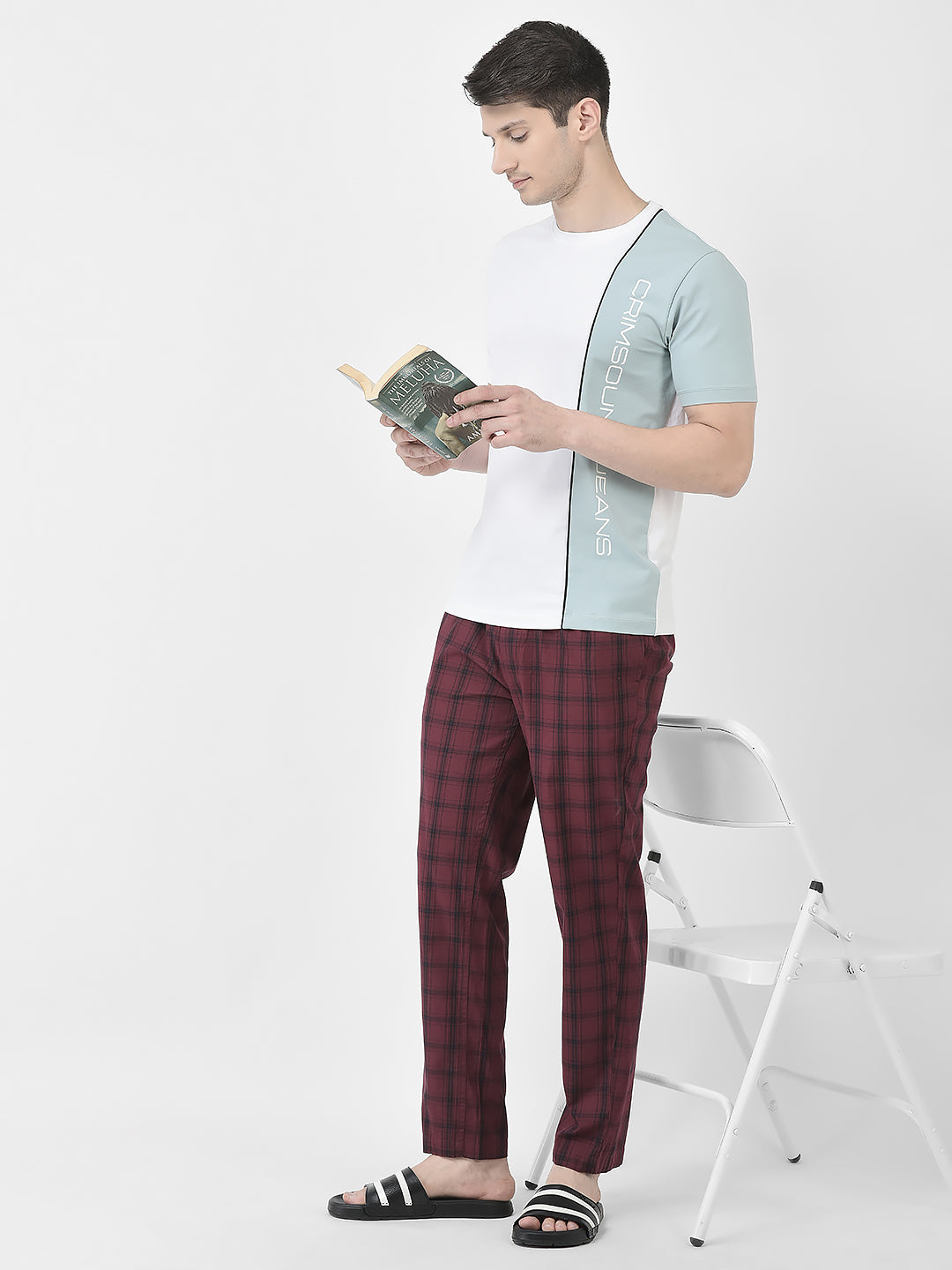 Maroon Tartan Checked Lounge Pants-Men Lounge Pants-Crimsoune Club