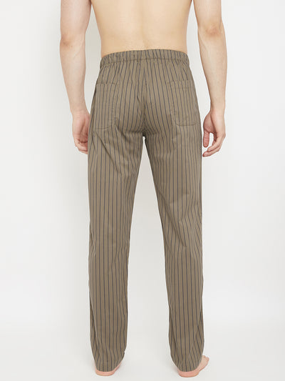 Brown Striped Straight Lounge Pants - Men Lounge Pants