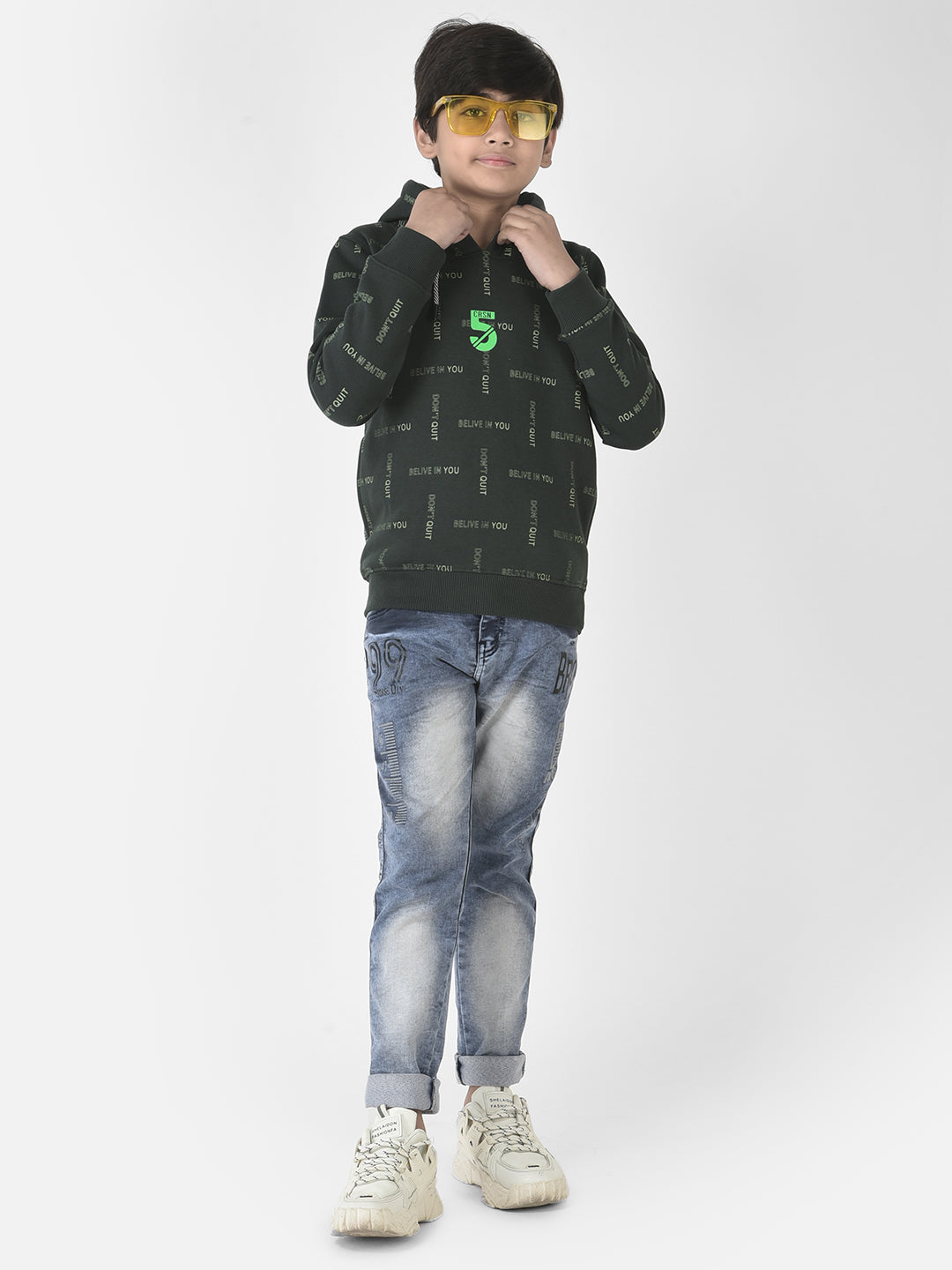  Green Bold Logo-Work Hoodie