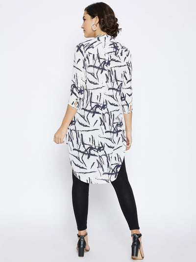 White Printed Slim Fit Kurta - Women Kurtas