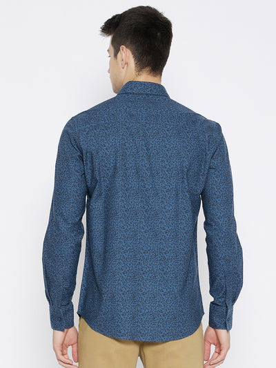 Blue Printed Slim Fit shirt - Men Shirts