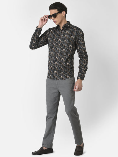 Grey Shirt in Abstract Print 