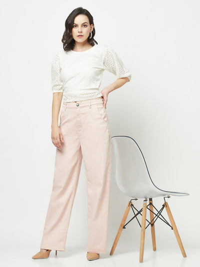  Light Pink Wide Leg Jeans 