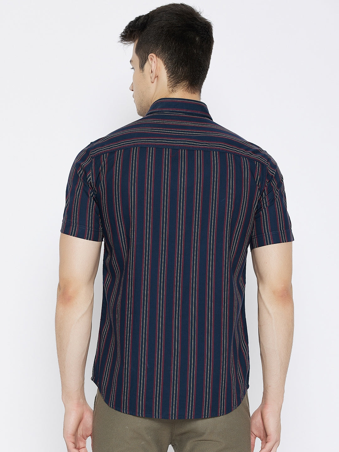 Navy Blue Striped Slim Fit shirt - Men Shirts