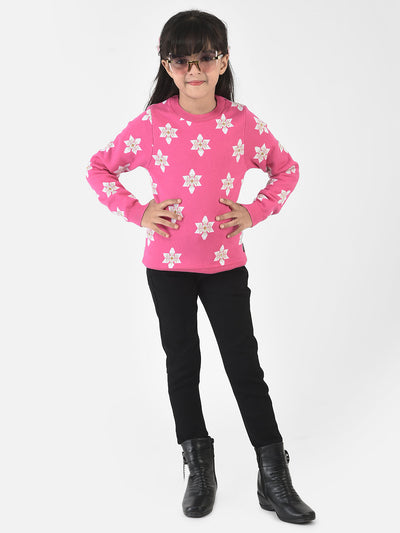 Pink Knitwear with Floral Print