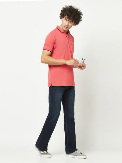  Bright Coral Minimal Polo T-Shirt