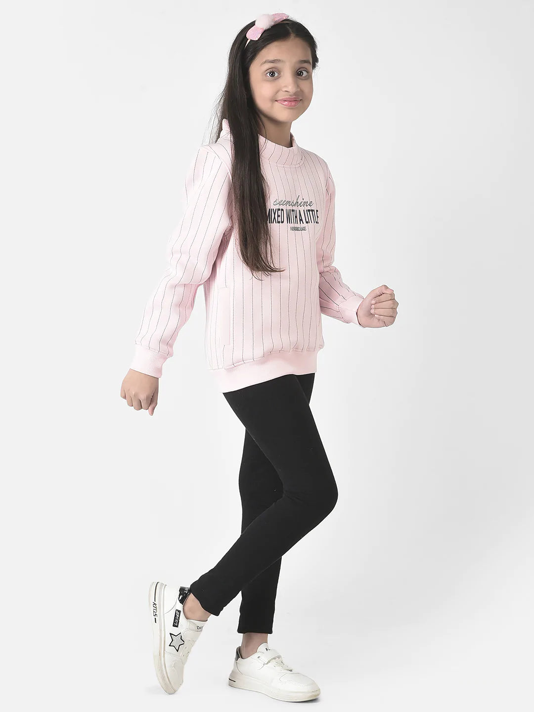  Pink Striped Cowl Sweatshirt