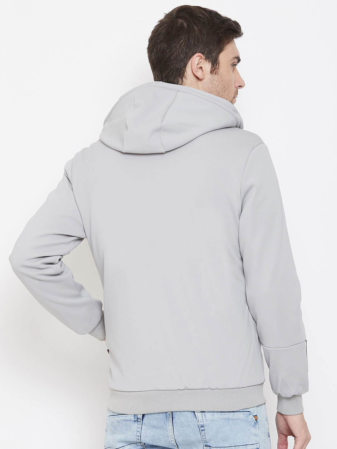 Grey Solid Hooded Jackets-Mens Jacket-Crimsoune Club