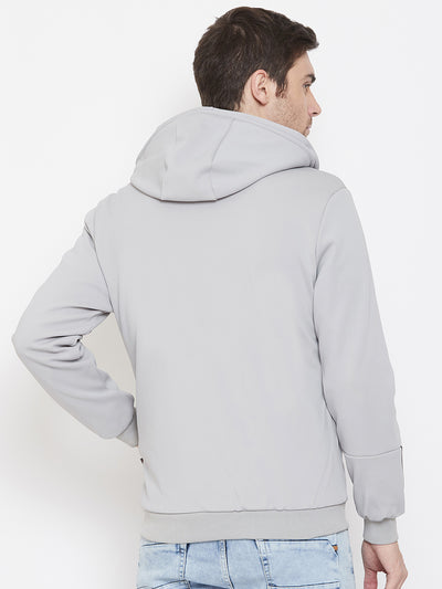 Grey Solid Hooded Jackets-Mens Jacket-Crimsoune Club