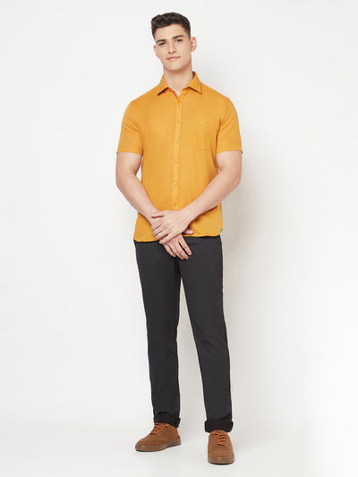 Mustard Linen Shirt - Men Shirts