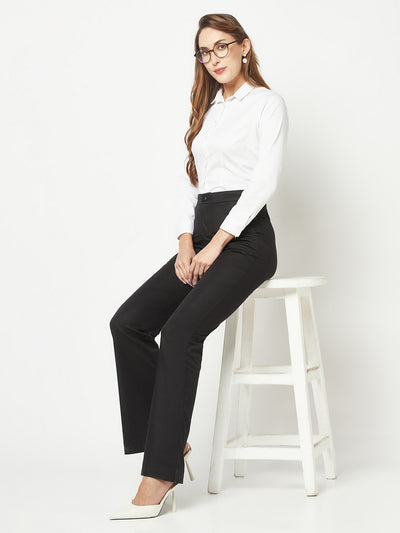 Black Bootcut Trousers-Women Trousers-Crimsoune Club