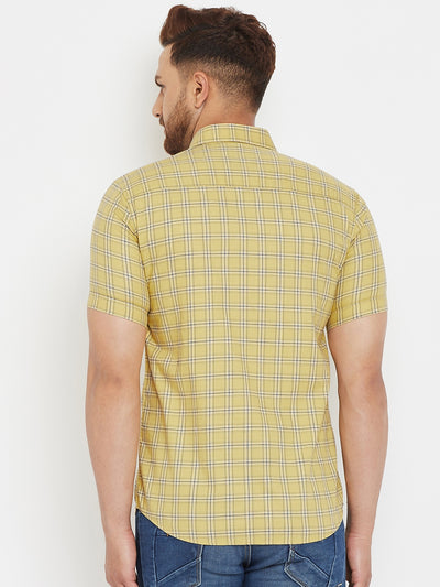 Yellow Checked Casual Shirt - Men Shirts