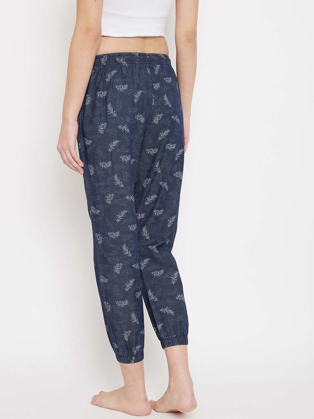 Navy Blue Printed Comfort Fit Lounge Pants - Women Lounge Pants