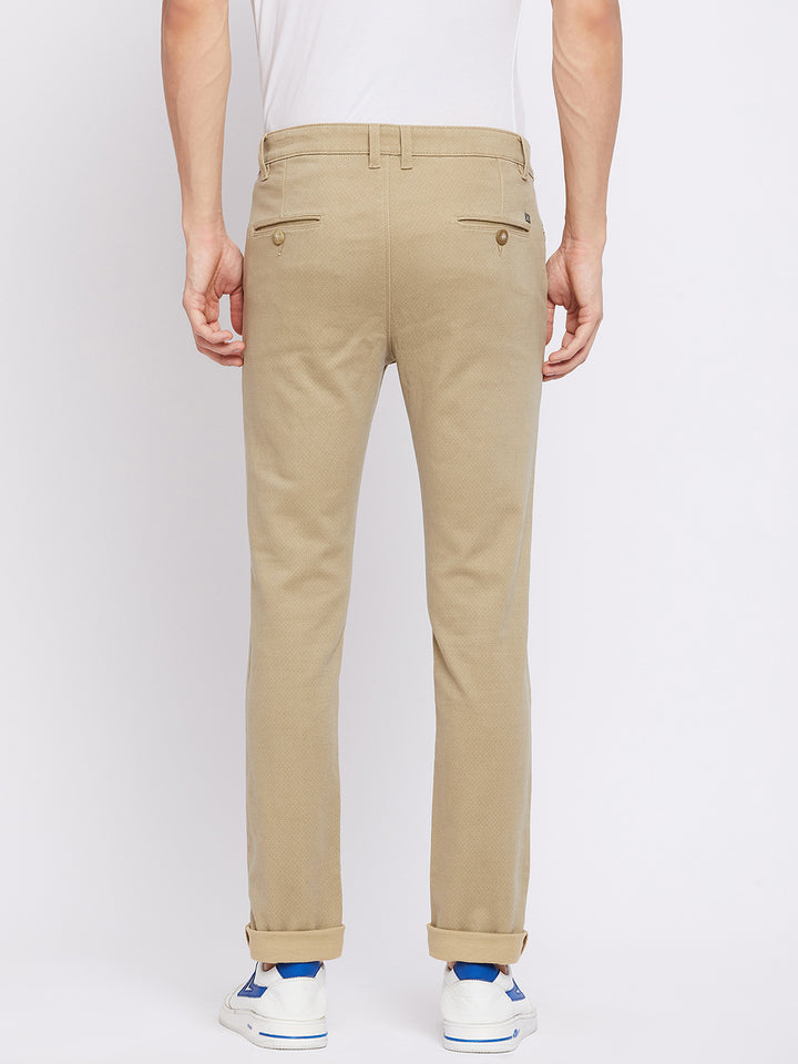 Beige Printed Trousers - Men Trousers