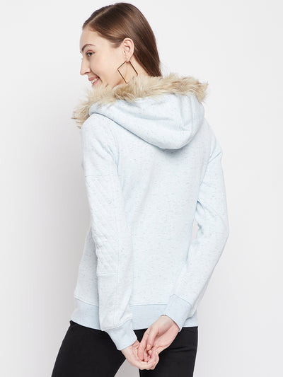 Blue Hooded Sweatshirt - Women Sweatshirts