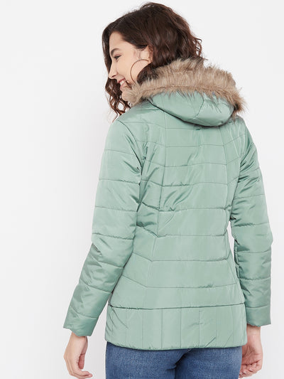 Mint Green Hooded Jacket - Women Jackets