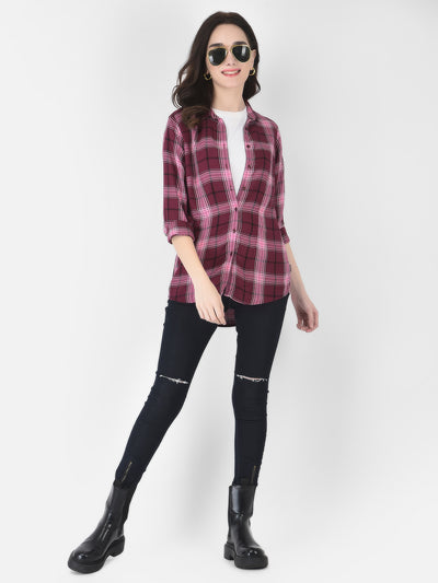 Pink Tartan Checked Shirt - Women Shirts