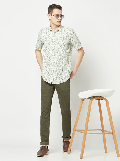  Short-Sleeved Sea Green Floral Shirt