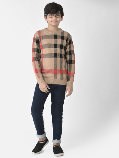  Camel Checkered Sweater