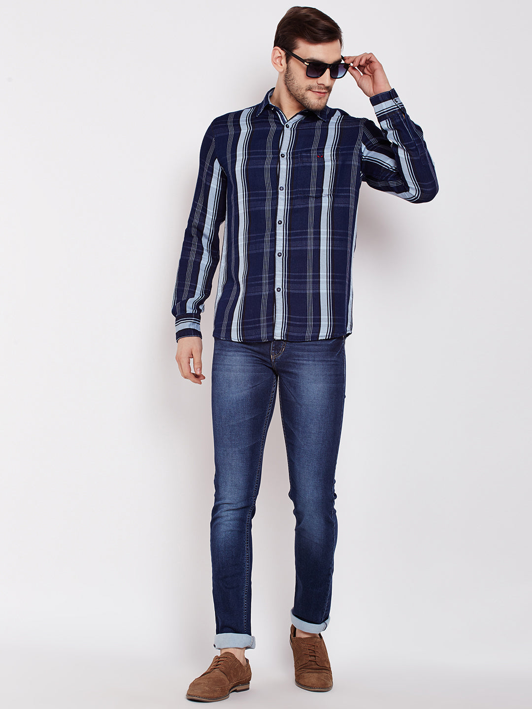 Blue Checked Shirt - Men Shirts