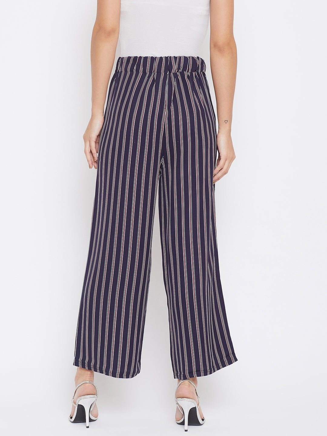 Striped Flared Trousers - Women Trousers