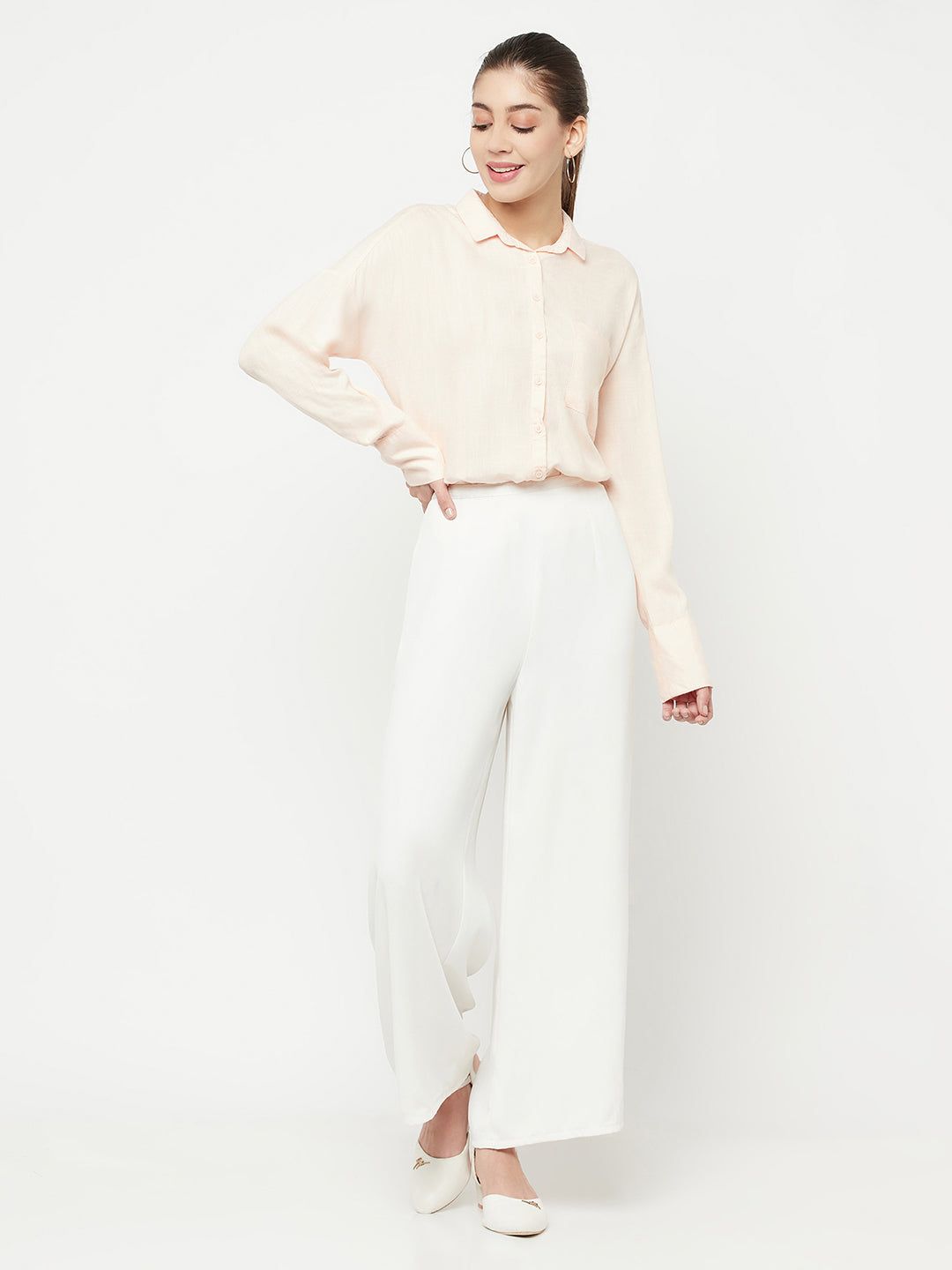 Peach Long Sleeves Shirt - Women Shirts