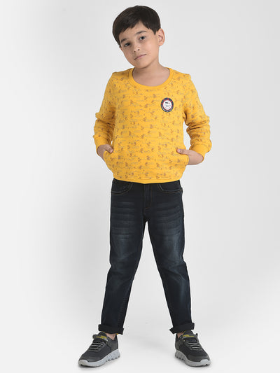 Mustard Terrain Print Sweatshirt-Boys Sweatshirts-Crimsoune Club