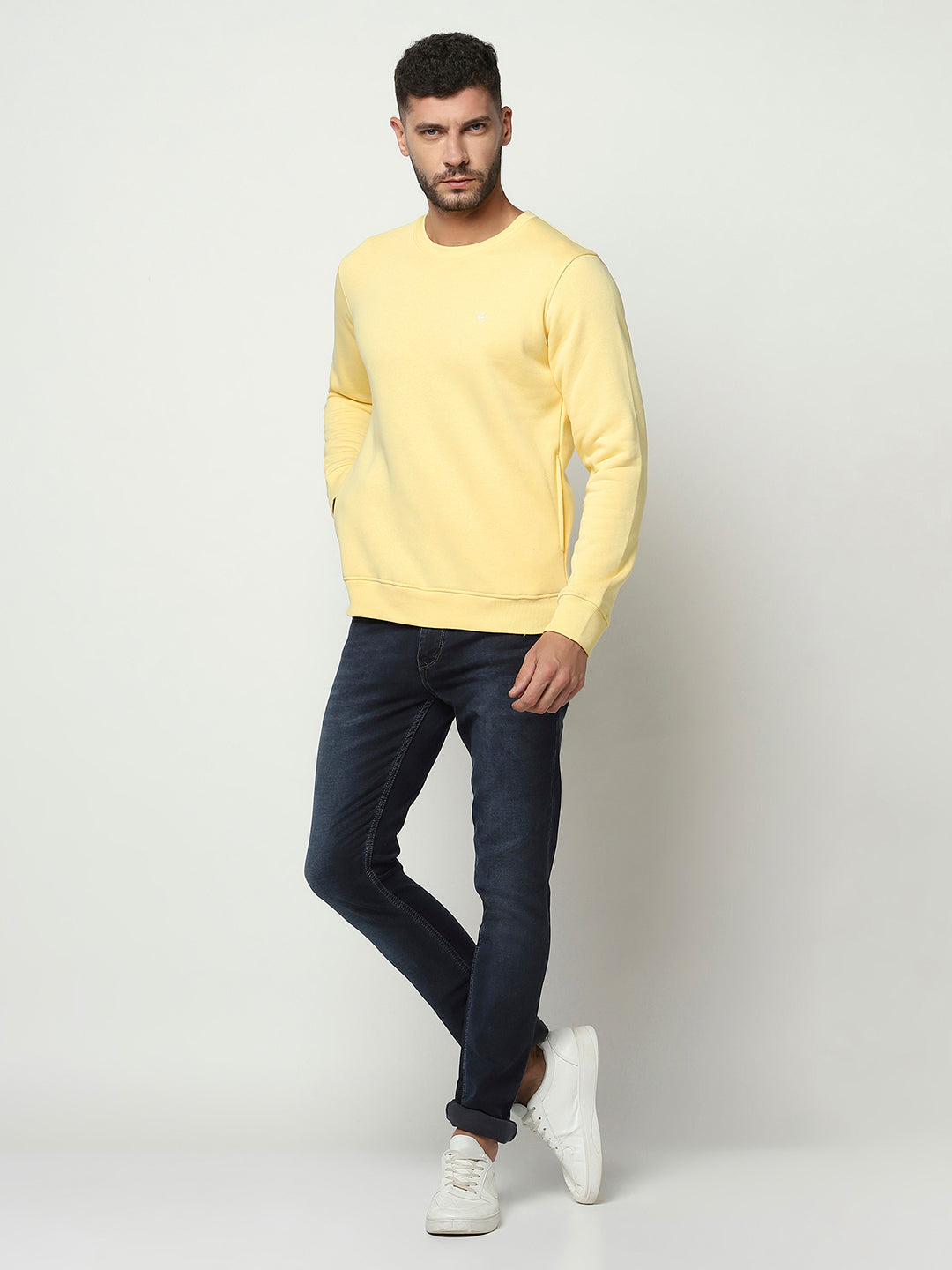 Yellow Logo Sweatshirt-Men Sweatshirts-Crimsoune Club