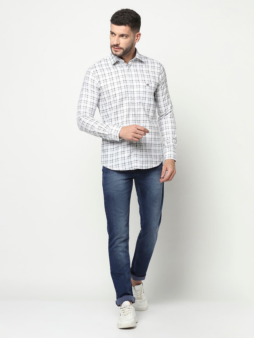 White Tartan Checked Shirt-Men Shirts-Crimsoune Club