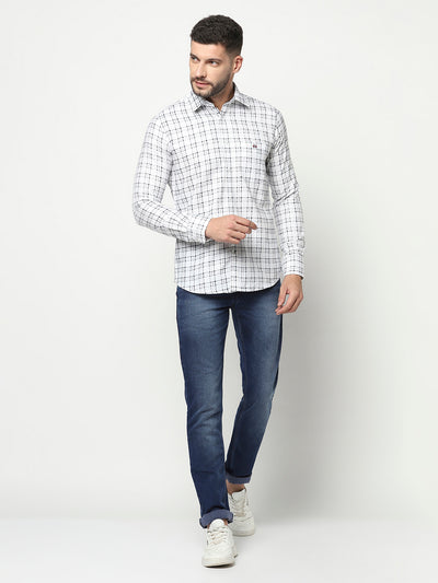 White Tartan Checked Shirt-Men Shirts-Crimsoune Club