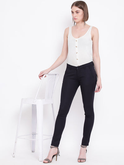 Black Slim Fit Trousers - Women Trousers