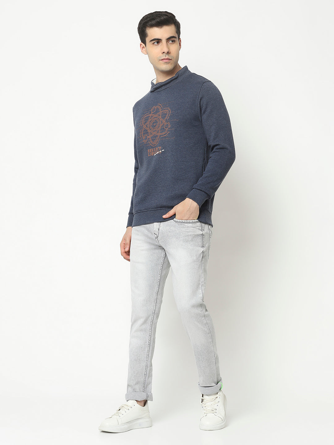  Navy Blue Sweatshirt in Graphic Print