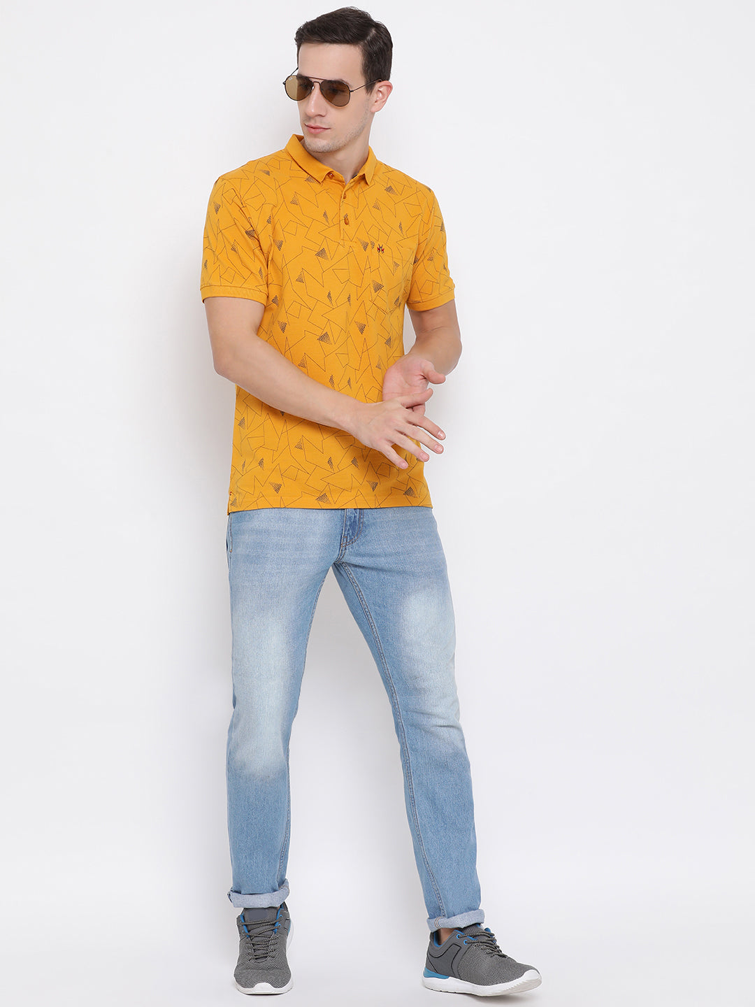 Mustard Printed T-shirt - Men T-Shirts