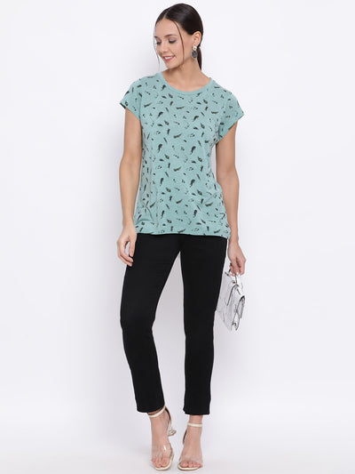 Green Printed T-Shirt - Women T-Shirts