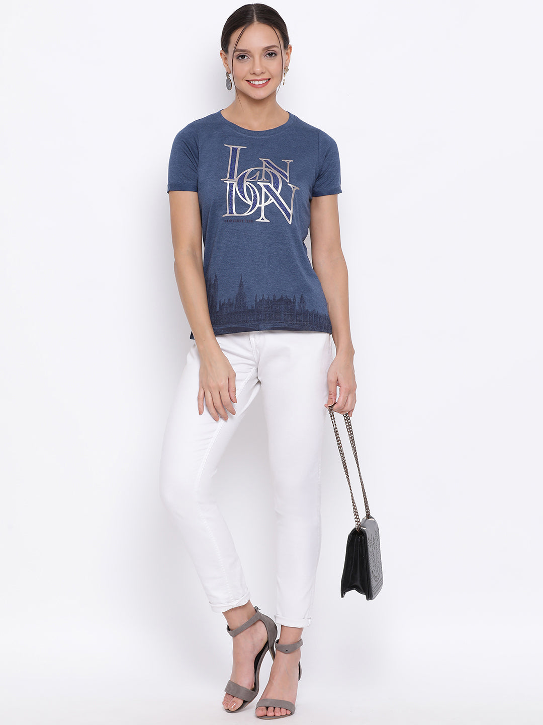 Blue Printed T-shirt - Women T-Shirts