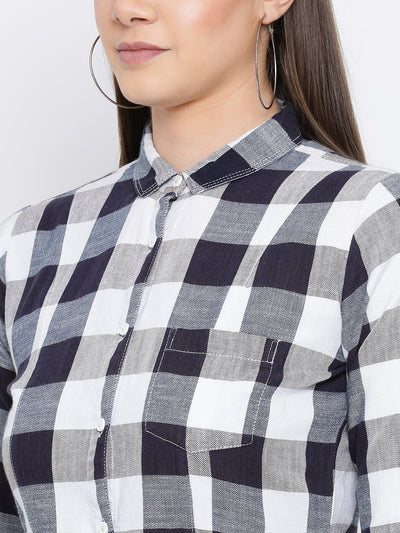 Checked Button Up Shirt - Women Shirts