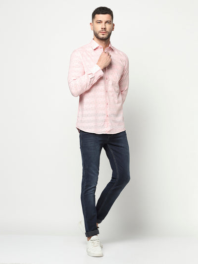 Pink Abstract Print Shirt-Men Shirts-Crimsoune Club