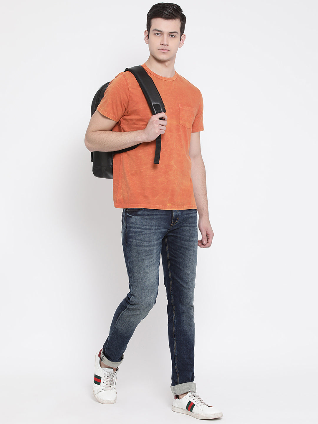 Orange Round Neck T-Shirt - Men T-Shirts