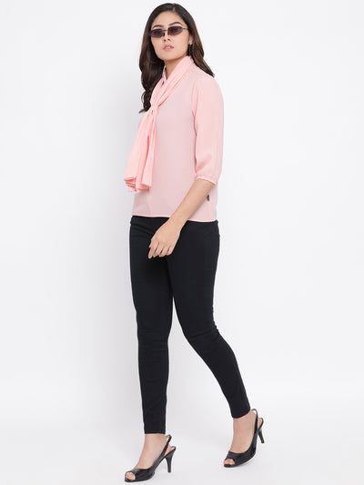 Knotted Collar Casual Top - Women Tops