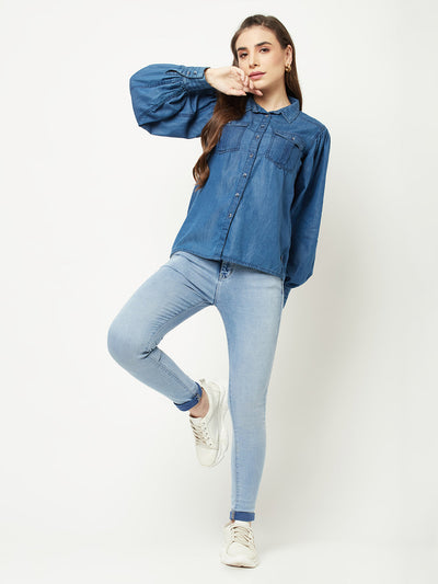  Bishop Sleeve Denim Shirt