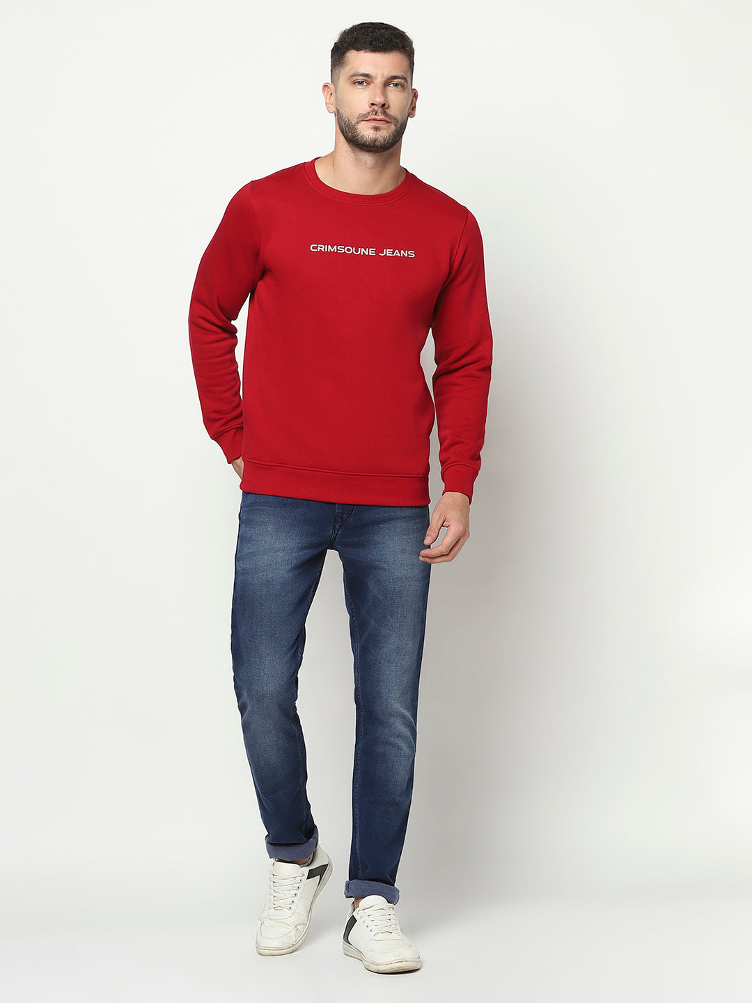 Red Logo Block Sweatshirt-Men Sweatshirts-Crimsoune Club